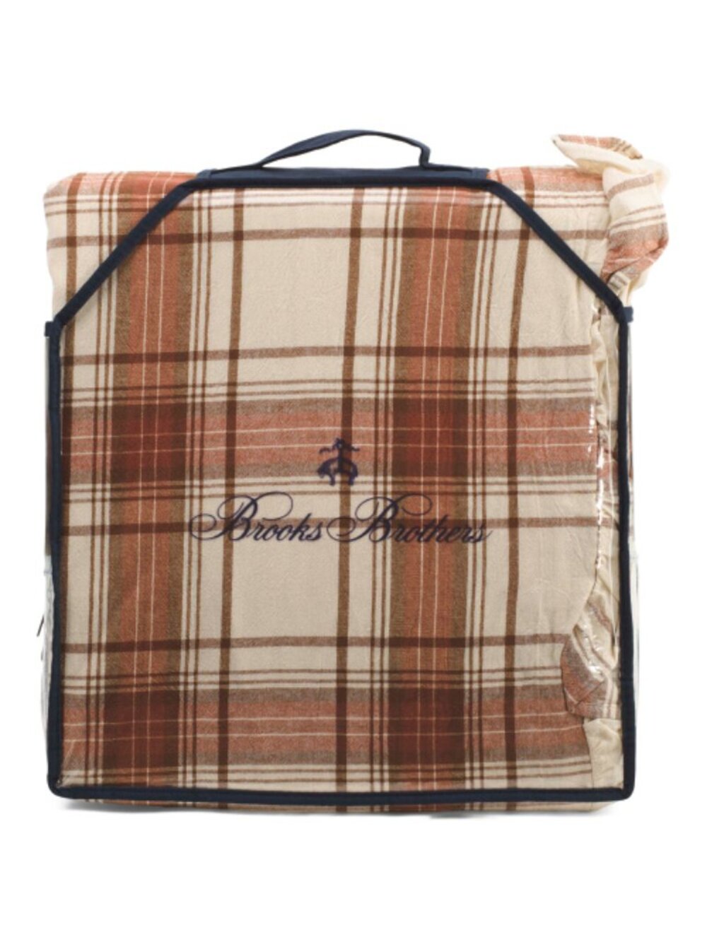 BROOKS BROTHERS Cotton Percale Plaid Duvet Cover Set With Ruffle Trim